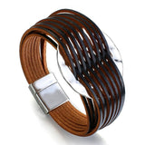 Boho Colorful Leather Bracelet Multi-strand Charm Bangle