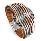 Boho Colorful Leather Bracelet Multi-strand Charm Bangle