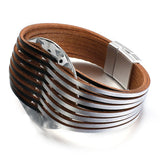 Boho Colorful Leather Bracelet Multi-strand Charm Bangle