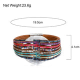 Boho Colorful Leather Bracelet Multi-strand Charm Bangle