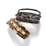 Leopard Leather Wrap Bracelet Boho Crystal Charm
