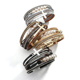 Baroque Pearls Cross Charm Leather Bracelets for Women