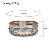 Baroque Pearls Cross Charm Leather Bracelets for Women