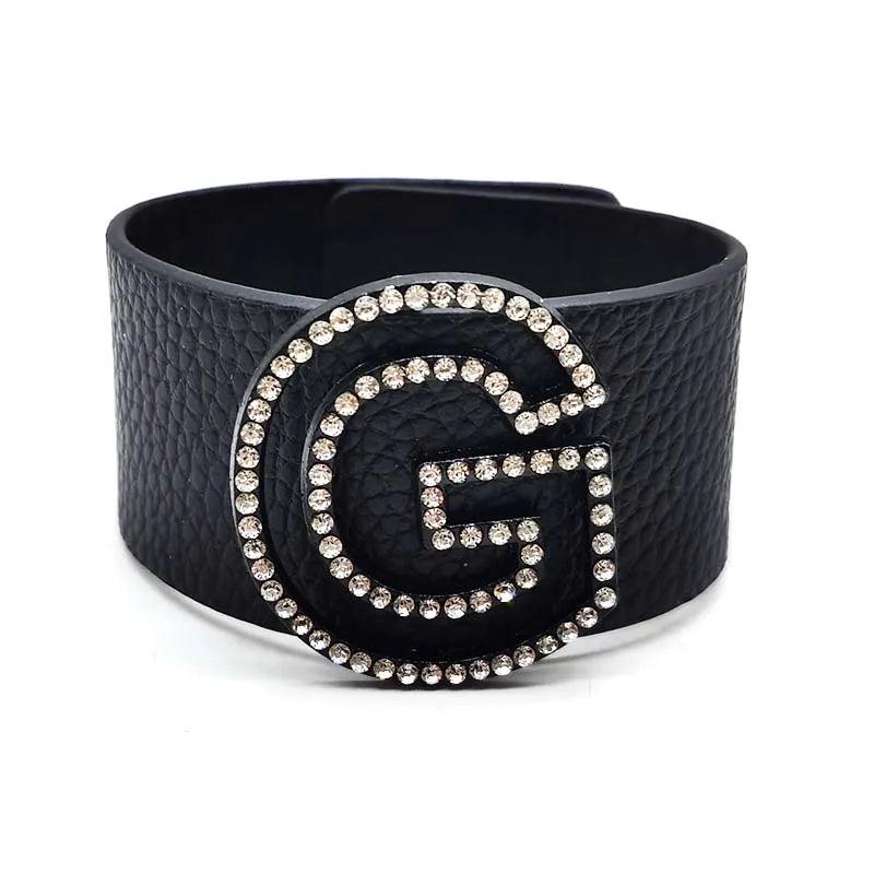 Women's Initial Letter Leather Wrap Bracelet