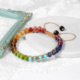 Colorful Chakra Braided Bracelet Rondelle Stone Wrap Ethnic Jewelry