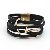 Leather Bracelets Hollow Peach Heart Women Bracelet Cuff Magnet Clasp