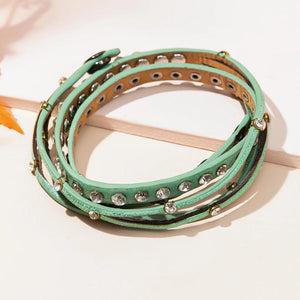 Kirykle Leather Bracelet Women Punk Rivet Love Letter Charm Jewelry Gift