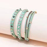 Kirykle Leather Bracelet Women Punk Rivet Love Letter Charm Jewelry Gift