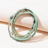 Kirykle Leather Bracelet Women Punk Rivet Love Letter Charm Jewelry Gift
