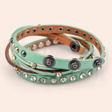 Kirykle Leather Bracelet Women Punk Rivet Love Letter Charm Jewelry Gift