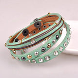 Kirykle Leather Bracelet Women Punk Rivet Love Letter Charm Jewelry Gift