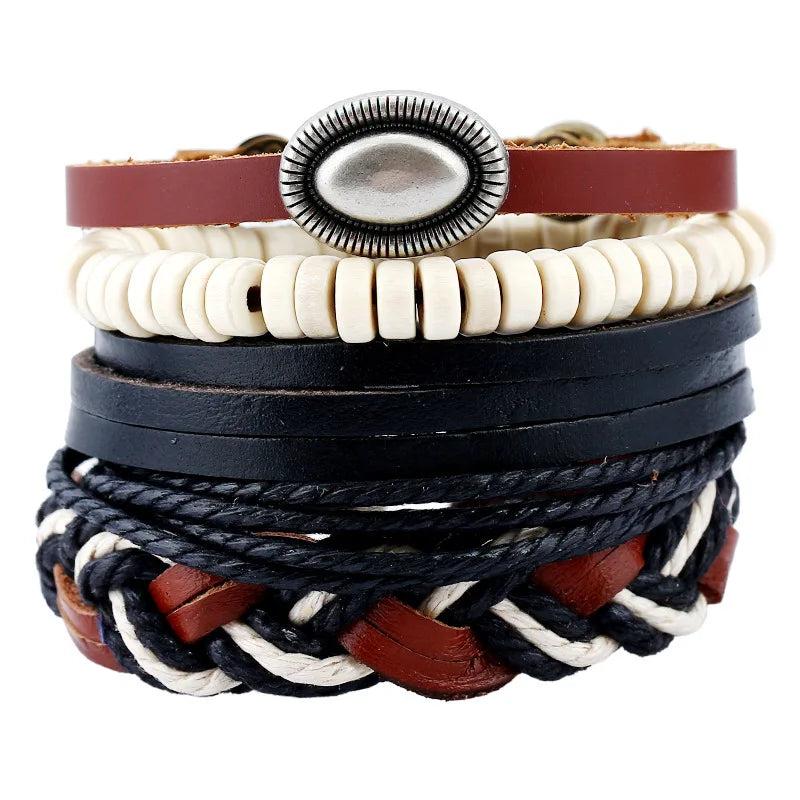 Skeleton Skull Leather Bracelet Charm Bracelet Vintage Gothic Pirate Jewelry