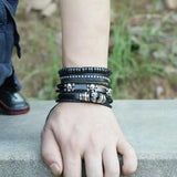Skeleton Skull Leather Bracelet Charm Bracelet Vintage Gothic Pirate Jewelry