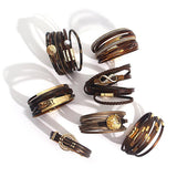 Geometric Metal Charm Brown Leather Bracelet Multilayer Wrap