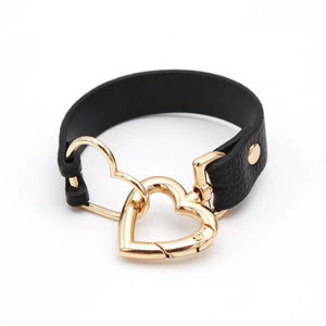 Europe Double love Leather Bracelet For Women Charm Buckle Clasp