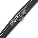 Metal Leaf Charm Leather Bracelet Wide Wrap Female Party Jewelry