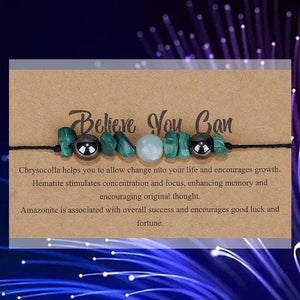 Natural Crushed Stone Couple Bracelet - Amazonite Malachite Jewelry