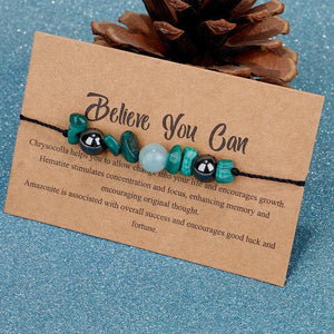 Natural Crushed Stone Couple Bracelet - Amazonite Malachite Jewelry