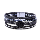 Bohemian Leather Wrap Bracelet Crystal Stone Charm Retro Wristband Bangle