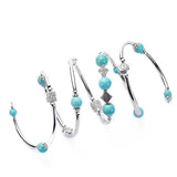 Boho Style Turquoise Stone Layered Bracelet Multi-layered Wrap Bangle