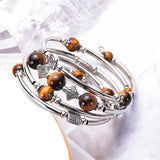 Boho Style Turquoise Stone Layered Bracelet Multi-layered Wrap Bangle