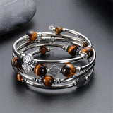 Boho Style Turquoise Stone Layered Bracelet Multi-layered Wrap Bangle