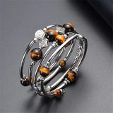 Boho Style Turquoise Stone Layered Bracelet Multi-layered Wrap Bangle