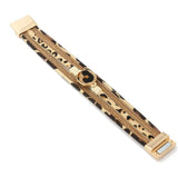 Leopard Leather Rope Stachable Bracelet for Women Statement Wide Bangle