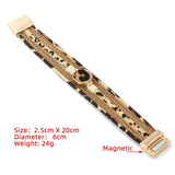 Leopard Leather Rope Stachable Bracelet for Women Statement Wide Bangle