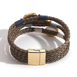 Boho Multilayer Leather Bracelet Charm Resin Stones Wrap Bracelets