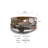 Boho Multilayer Leather Bracelet Charm Resin Stones Wrap Bracelets