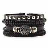 4 Pcs Weave Leather Bracelets Men Women Bangle Homme Femme Male Jewelry