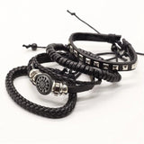 4 Pcs Weave Leather Bracelets Men Women Bangle Homme Femme Male Jewelry