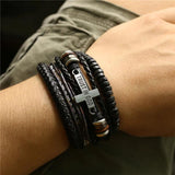 4 Pcs Weave Leather Bracelets Men Women Bangle Homme Femme Male Jewelry