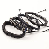 4 Pcs Weave Leather Bracelets Men Women Bangle Homme Femme Male Jewelry