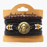 4 Pcs Weave Leather Bracelets Men Women Bangle Homme Femme Male Jewelry