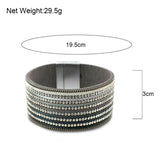 Crystal Lined Wide Wrap Bracelet for Women