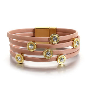 Bohemian Geometric Metal Wrap Leather Bracelet for Women Men