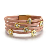 Bohemian Geometric Metal Wrap Leather Bracelet for Women Men