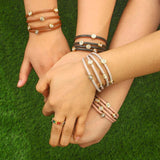 Bohemian Geometric Metal Wrap Leather Bracelet for Women Men