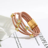 Bohemian Geometric Metal Wrap Leather Bracelet for Women Men