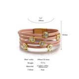 Bohemian Geometric Metal Wrap Leather Bracelet for Women Men