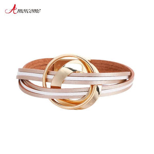 Geometric Metal Charm Women's Bracelet Bohemian Leather Wrap Jewelry
