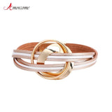 Geometric Metal Charm Women's Bracelet Bohemian Leather Wrap Jewelry