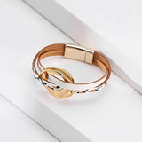 Geometric Metal Charm Women's Bracelet Bohemian Leather Wrap Jewelry