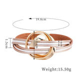Geometric Metal Charm Women's Bracelet Bohemian Leather Wrap Jewelry