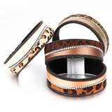 Leopard Leather Bracelet Bohemian Charm Crystal Wide Wrap Bangle