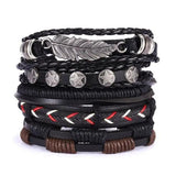 Vintage Multilayer Leather Bracelets Set Men Gothic Punk Arm Jewelry