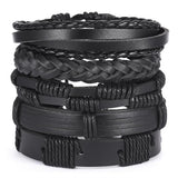 Vintage Multilayer Leather Bracelets Set Men Gothic Punk Arm Jewelry