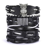 Vintage Multilayer Leather Bracelets Set Men Gothic Punk Arm Jewelry